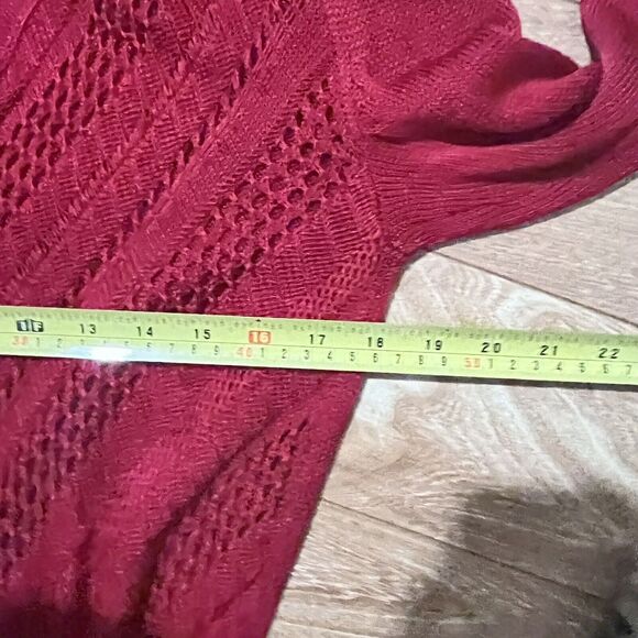 Chico's Knit Open Cardigan Size 3 / XL Red Waterfall Cottage Layer Boho Business - Picture 5 of 6